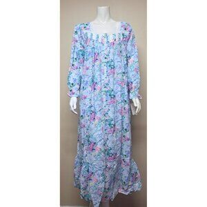 EILEEN WEST Long Sleeve Floral 100% Cotton Ballet Nightgown Gown Large NEW E5825